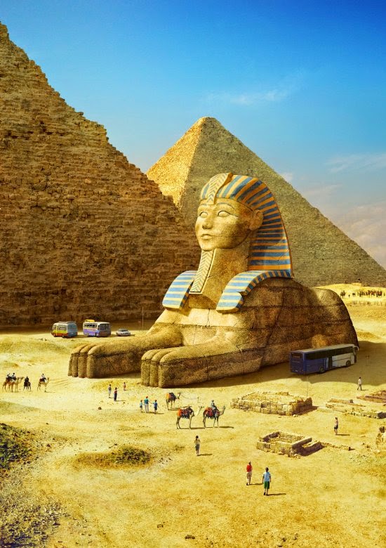 As maravilhas do mundo antigo intactas ainda hoje nas ilustrações/foto-manipulações de Evgeny Kazantsev Evgeny Kazantsev ilustrações photoshop maravilhas mundo antigo histórico