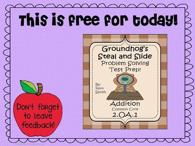 Fern Smith's Throwback Thursday's FREE TEST PREP for Groundhog's Day - Addition Word Problems with STEAL and SLIDE! Fern Smith's Throwback Thursday's FREE TEST PREP for Groundhog's Day - Addition Word Problems with STEAL and SLIDE!