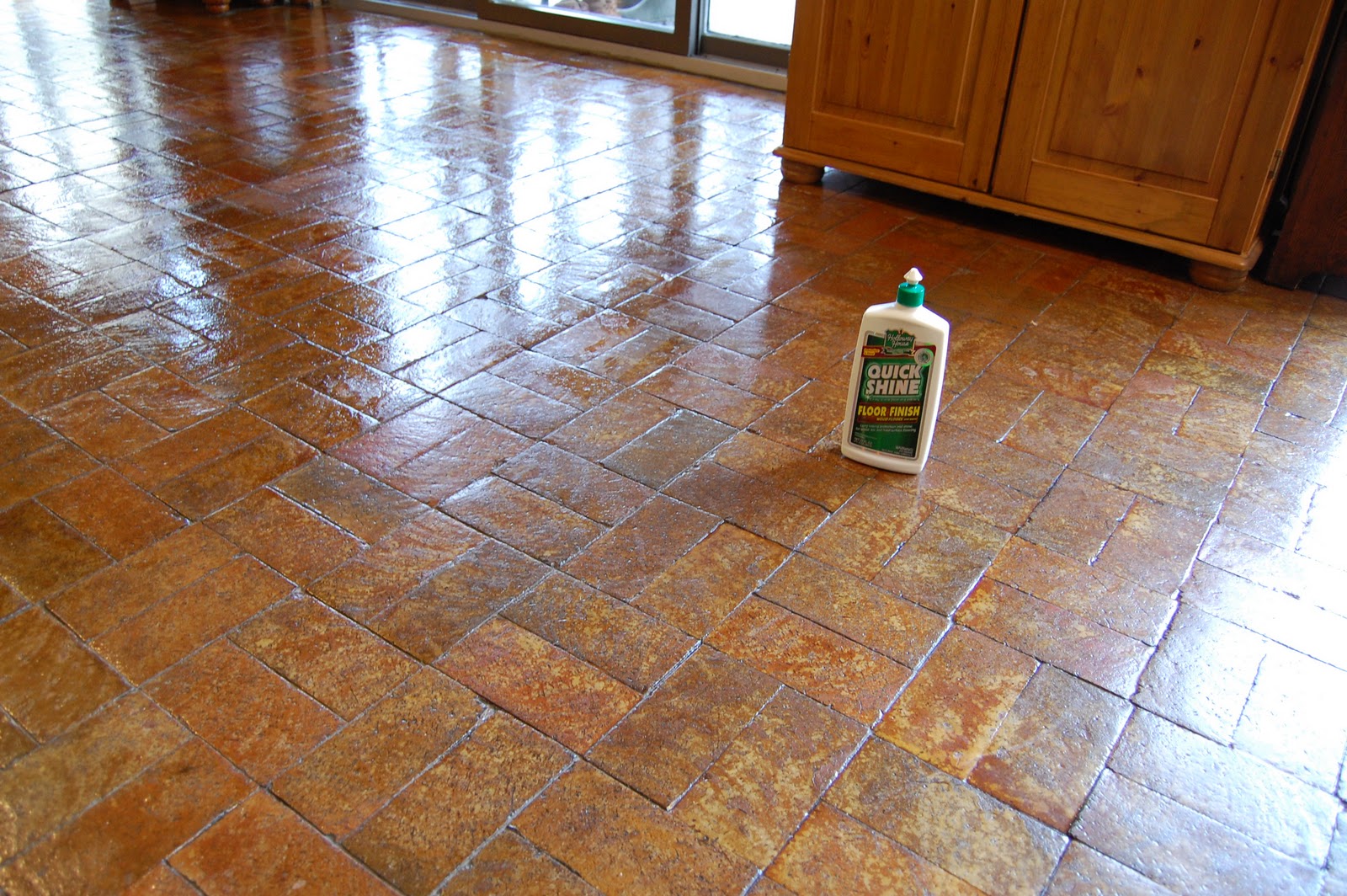 brick floor flooring floors tile polish shine vinyl brown bricks kitchen tiles split wood refinishing without diy timber laminate section