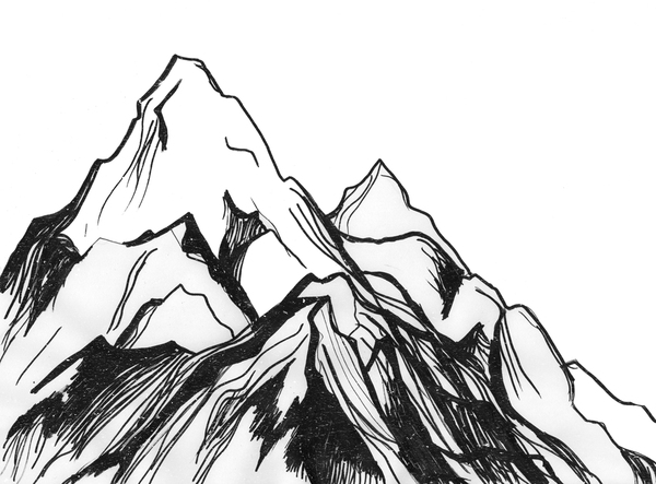 New Mountain Range Sketch Drawing for Kids