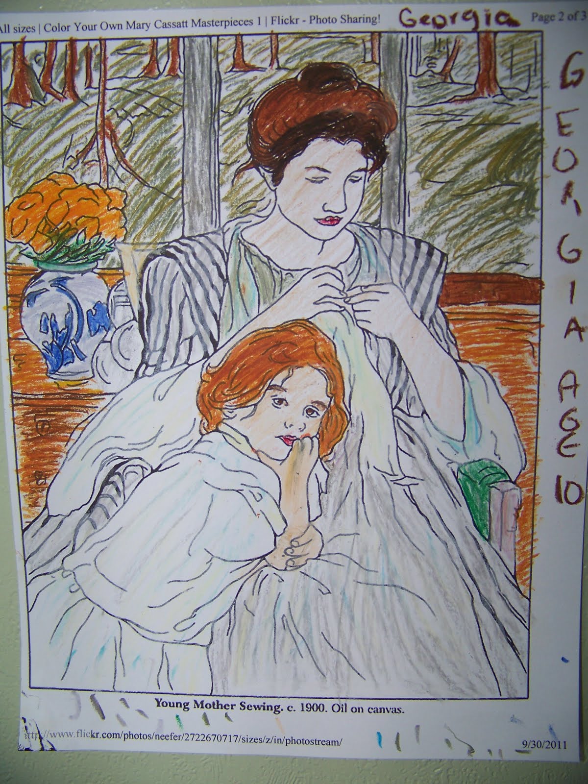 My Four Girls Mary Cassatt coloring page