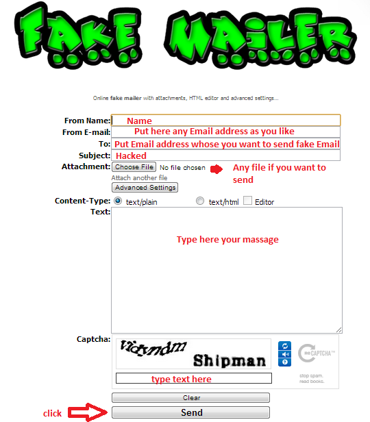How to send fake email.