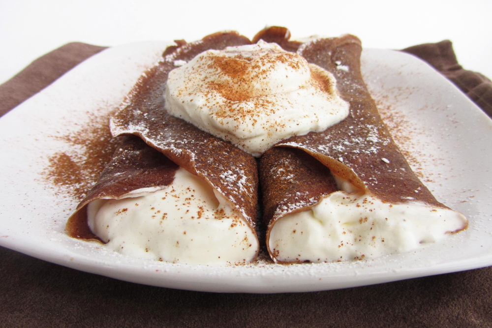 gingerbread crepes with eggnog whipped cream