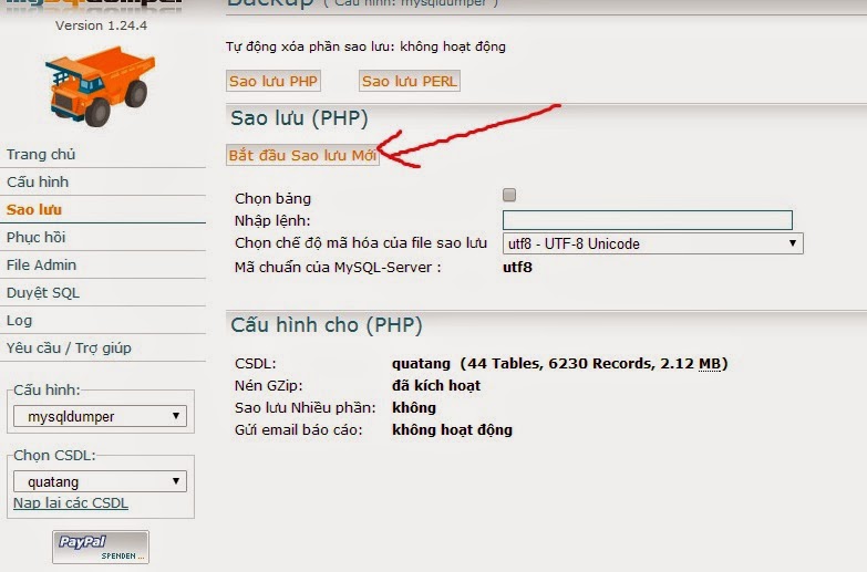 bat dau sao luu database bat dau sao luu database