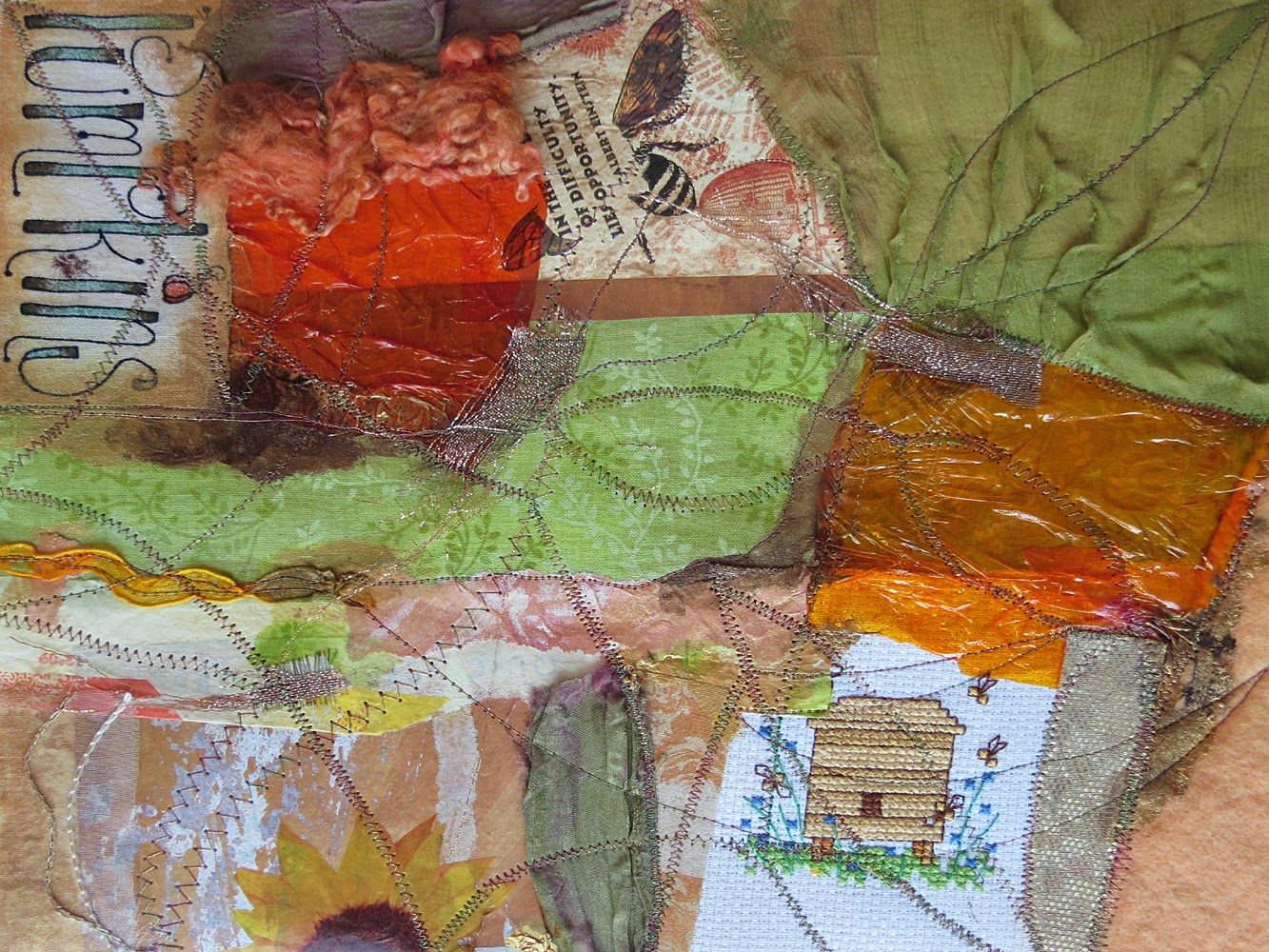 CAROLYN SAXBY MIXED MEDIA TEXTILE ART textiles free fabric collage tutorial