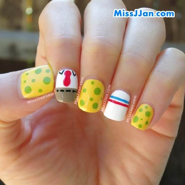 Missjjan S Beauty Blog Tutorial Spongebob Squarepants Inspired Tutorial Spongebob Squarepants Inspired Nail Art