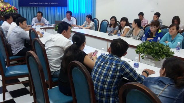 NLĐ làm việc với cơ quan chức năng quận Bình Thạnh vào sáng 5.1 NLĐ làm việc với cơ quan chức năng quận Bình Thạnh vào sáng 5.1