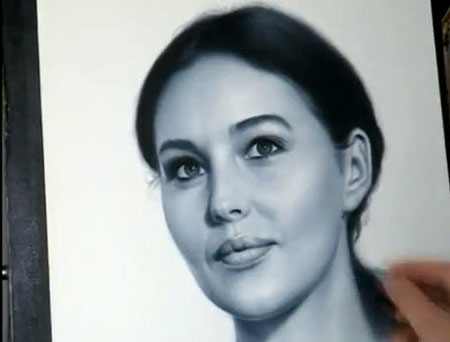 Drawing Portrait of Monica Bellucci