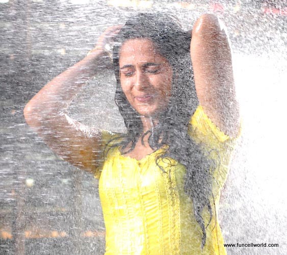 Anushka Shetty in Yellow Top1 - Anushka Shetty hot & Wet Pics in Yellow Tank Top