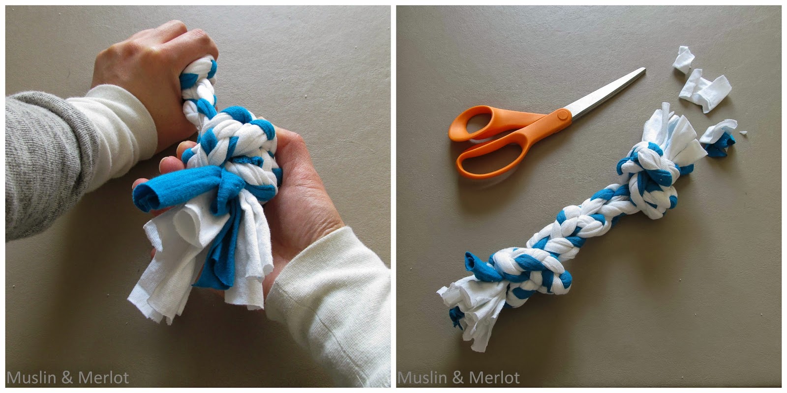 DIY Tshirt Dog Toy! Muslin and Merlot