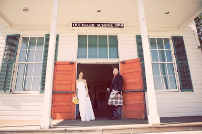 historic reno wedding Outside historic Huffaker School in Reno, NV