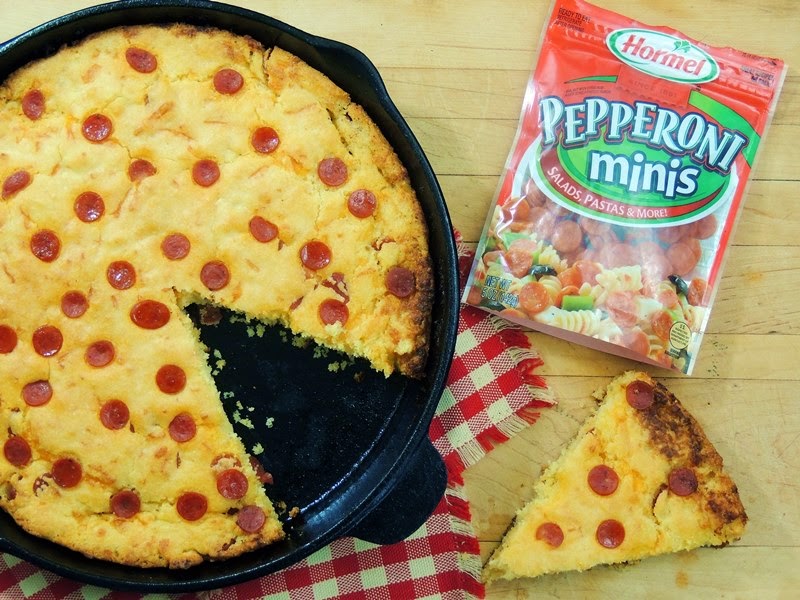 Cheesy Pepperoni Skillet Cornbread Bobbi's Kozy Kitchen