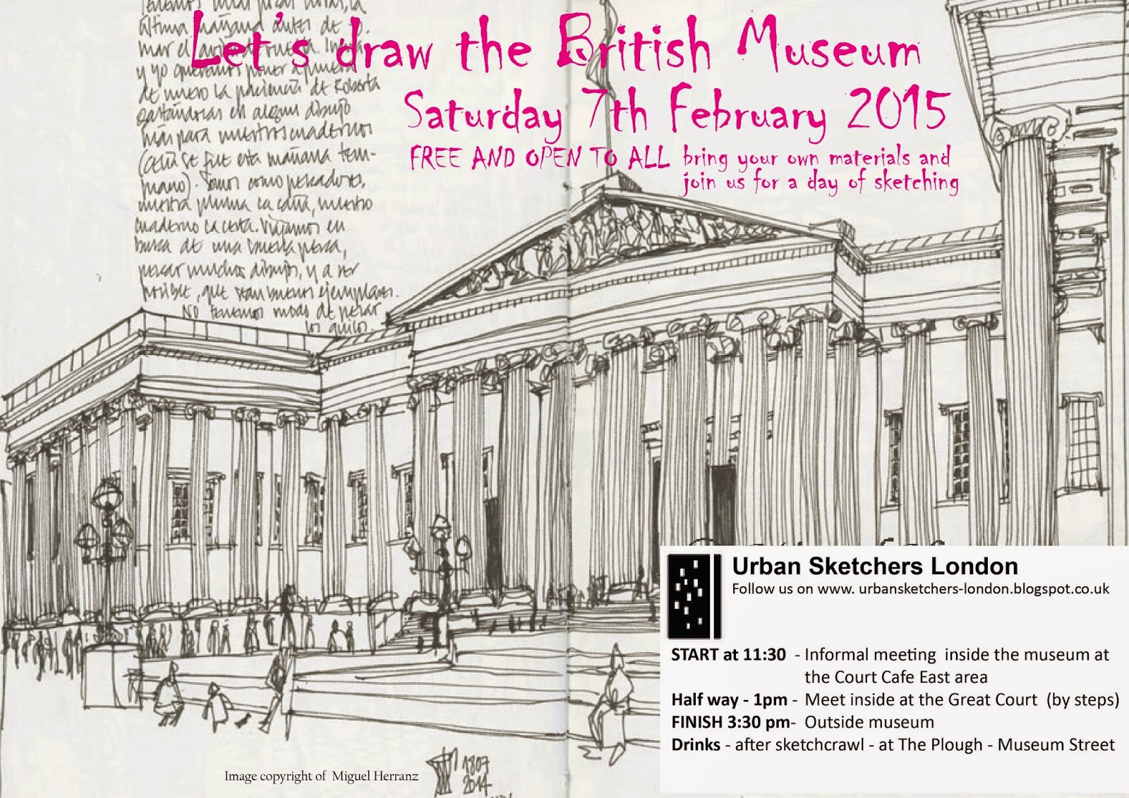 Urban Sketchers London Let's Draw the British Museum Saturday 7th