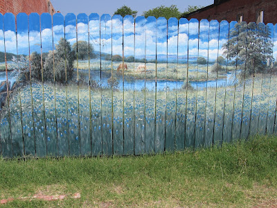 Smokestack Restaurant fence mural, Thurber, Texas Deborah J. Lightfoot, author of the WATERSPELL fantasy trilogy