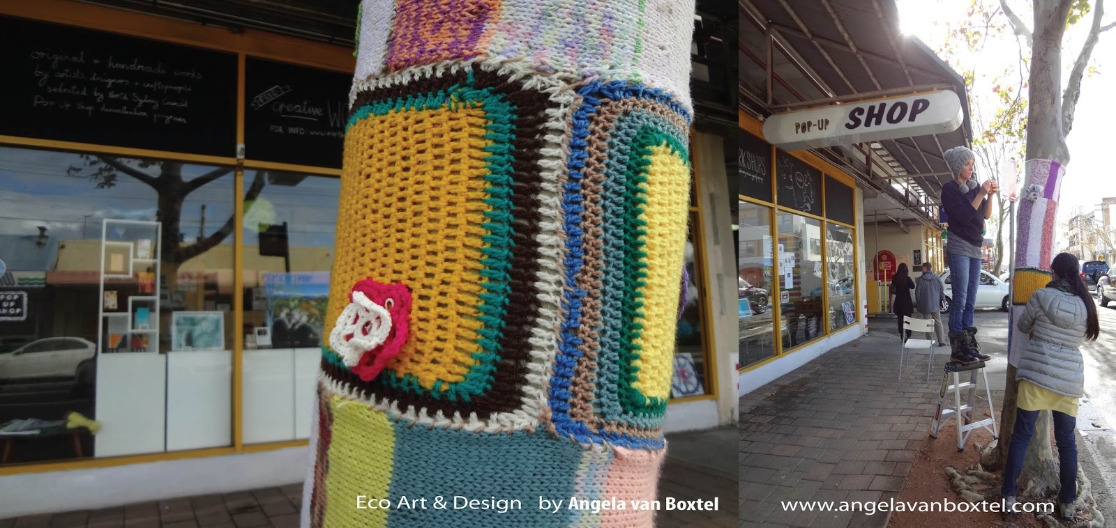 Green with Envy Yarn Bombing at the Pop Up Shop North Sydney