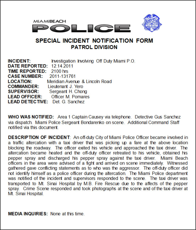 special incident report
