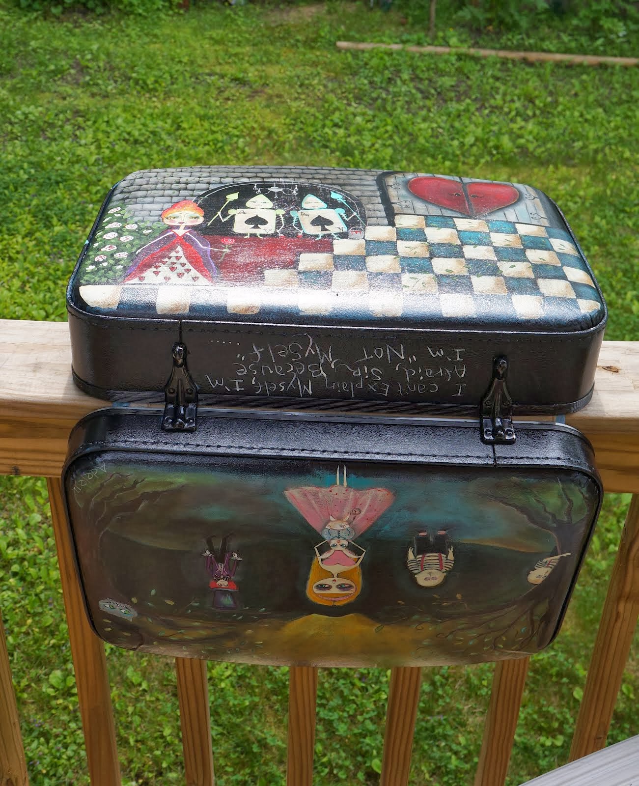 Liz Adeles SpOOky Art New Suitcase Painting WIP