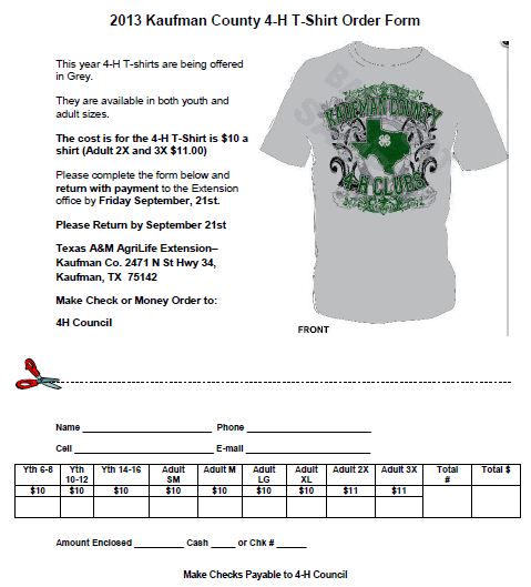 t-shirt order form template