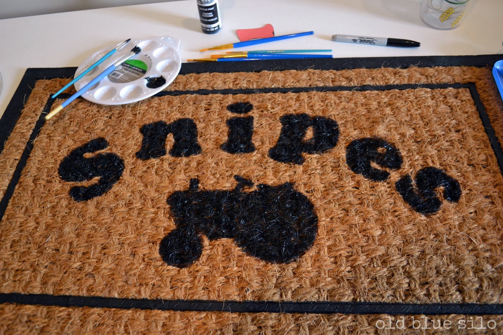 Old Blue Silo DIY custom front door mat