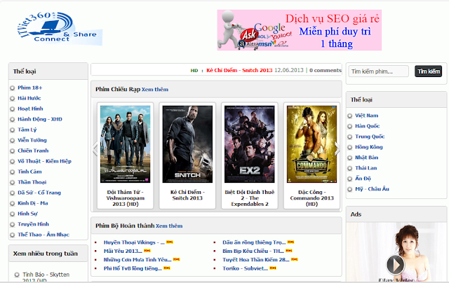 Template xem phim Online cực đẹp cho Blogspot, phim trực tuyến, Movies