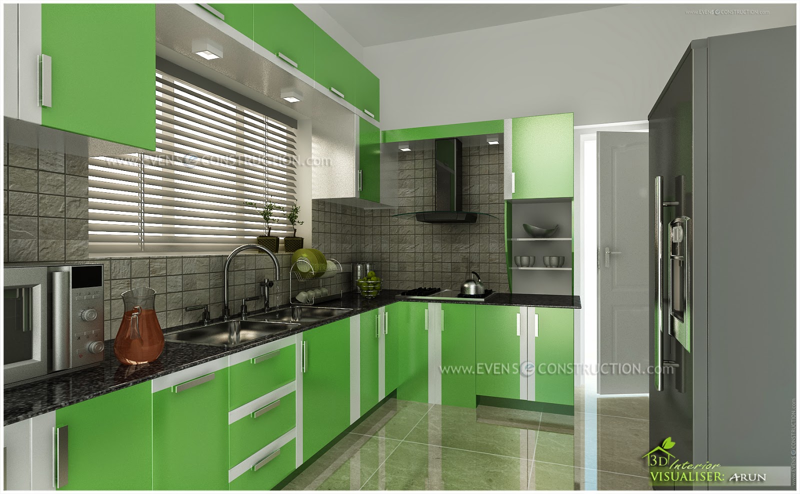 Evens Construction Pvt Ltd: Small Kerala kitchen interior design