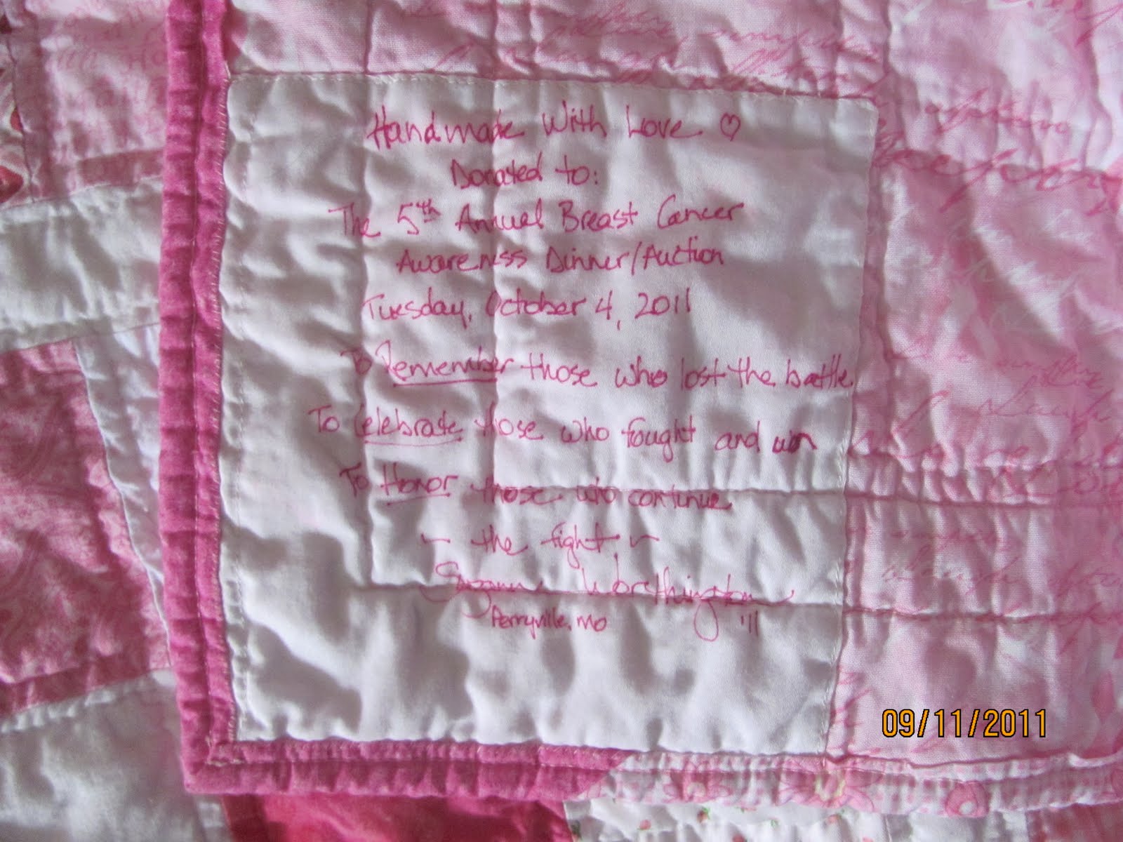 Quilt Story Breast Cancer Awareness Quilt
