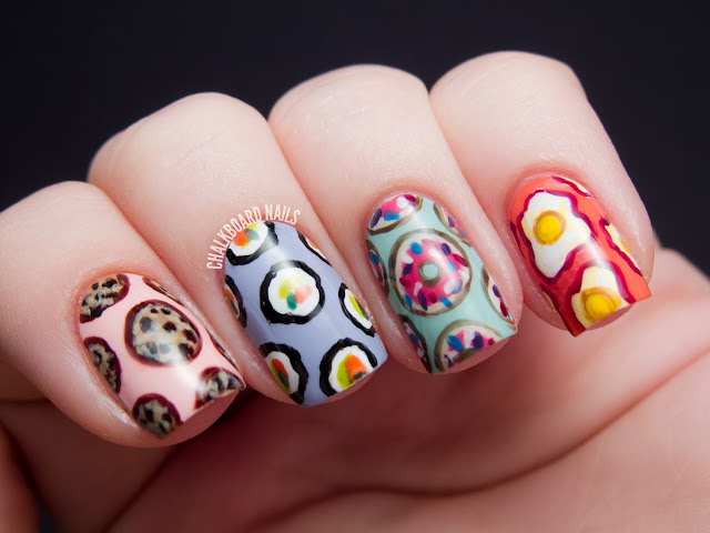 Chalkboard Nails: Seven deadly sins nail art (gluttony)