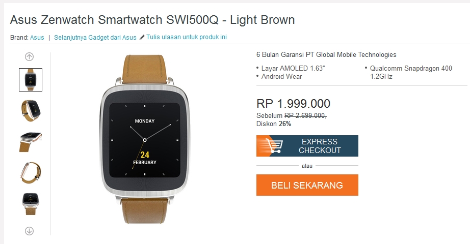 Harga ASUS ZenWatch Turun Harga ASUS ZenWatch Turun