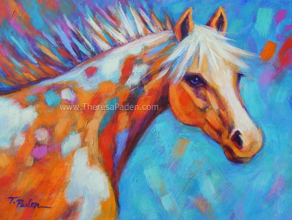Abstract Horses Horse Painting in Bright Colors by Theresa Paden