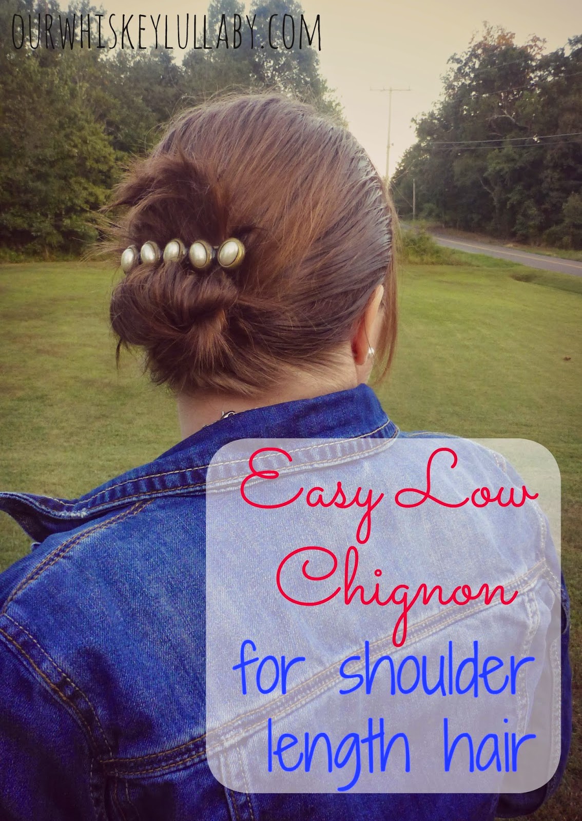 Easy Low Chignon For Shoulder Length Hair Our Whiskey Lullaby