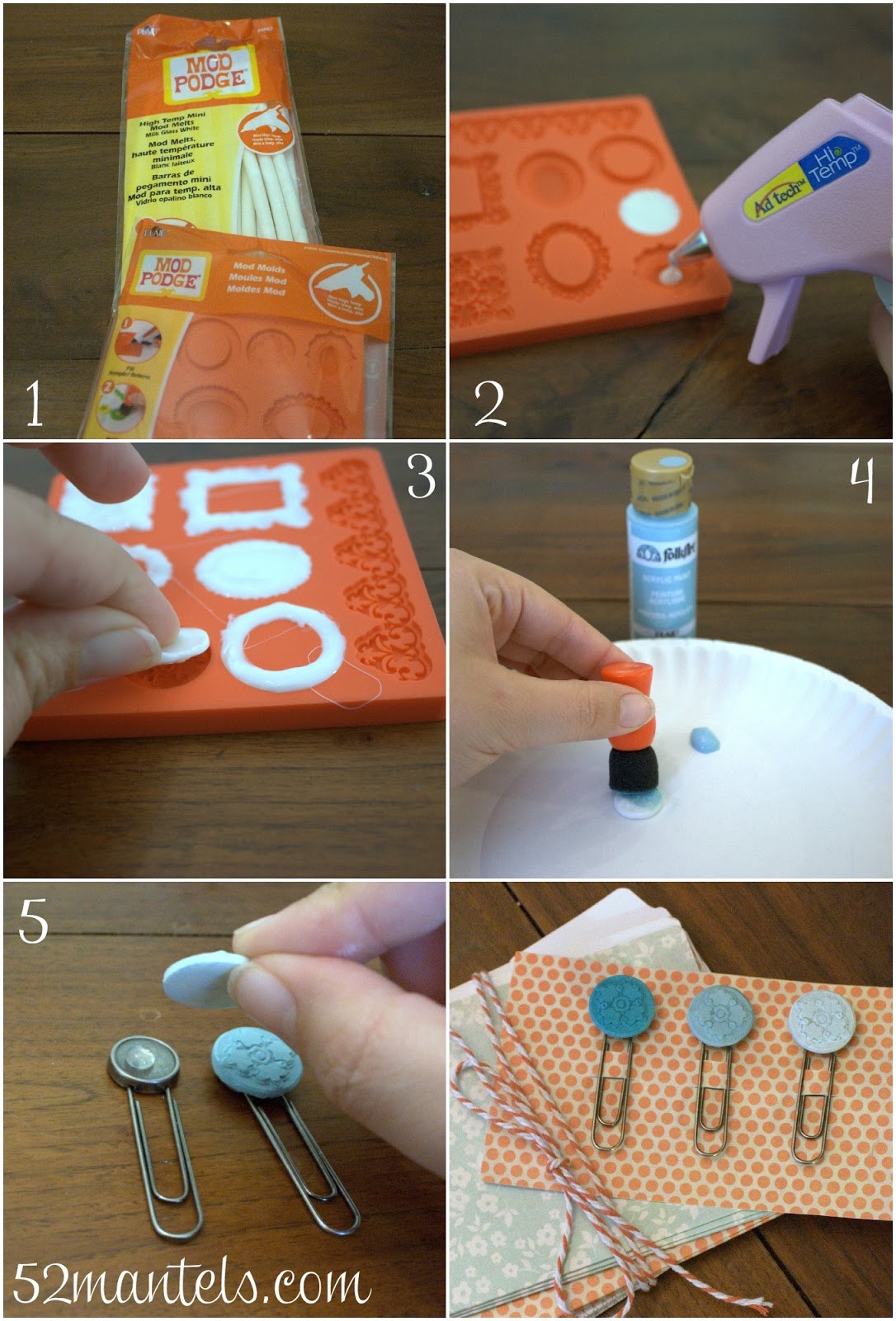 52 Mantels Embellished Paper Clips (using Mod Melts!)