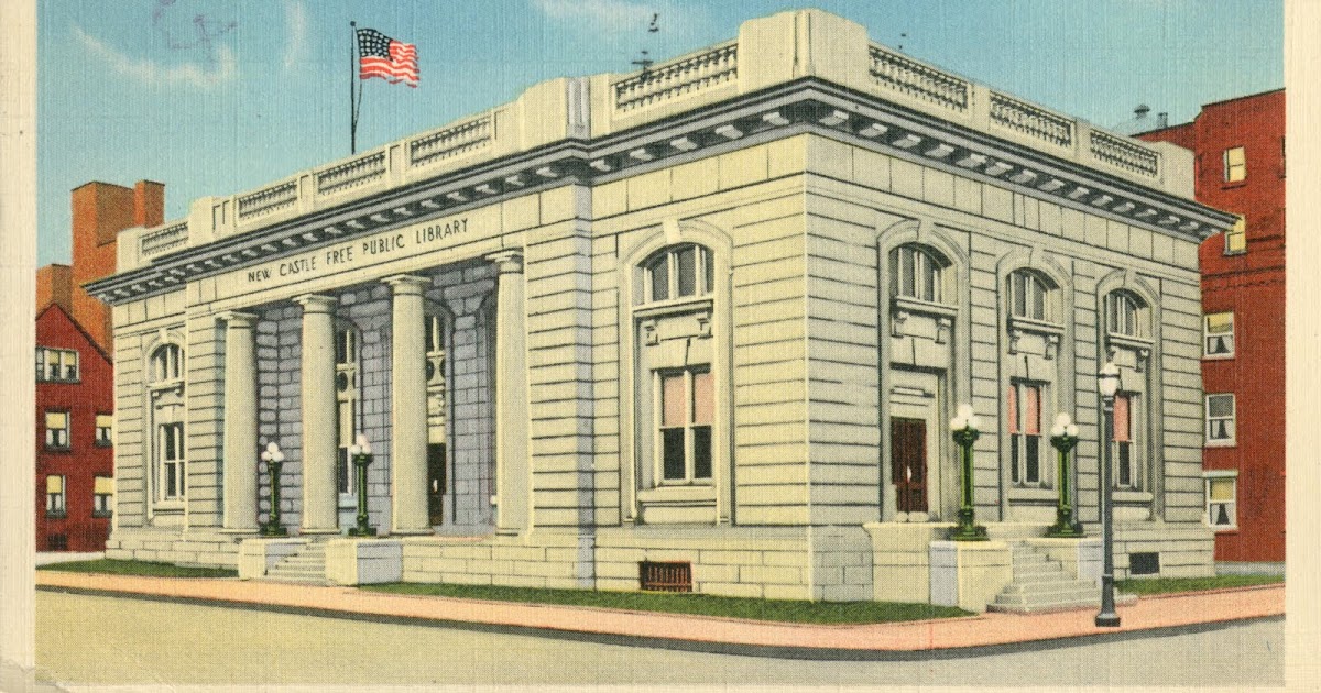 Library Postcards 1941 New Home, Free Public Library, New Castle
