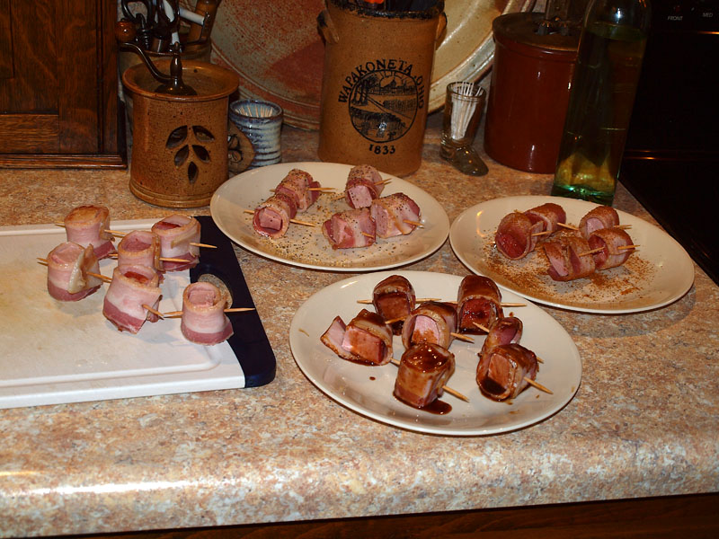 Pellet Smoker Cooking Bacon Wrapped Bacon, Ultimate Appetizer