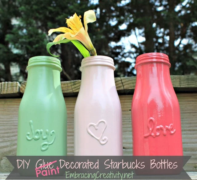 Puffy paint DIY message jars that resemble vintage mason jars... so pretty! By Embracing Creativity, featured on I Love That Junk