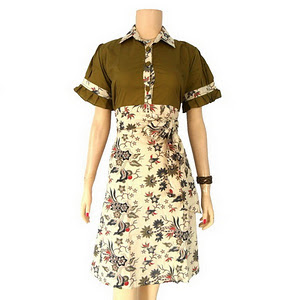 Dress Batik Solo Godong Lila Hijau
