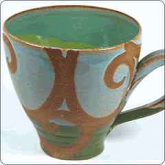 Liz Kinder - Blue and Green Cappucino Cup