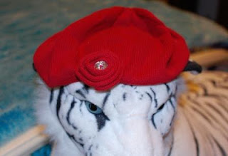 Red Knit Beret w/ Rosette