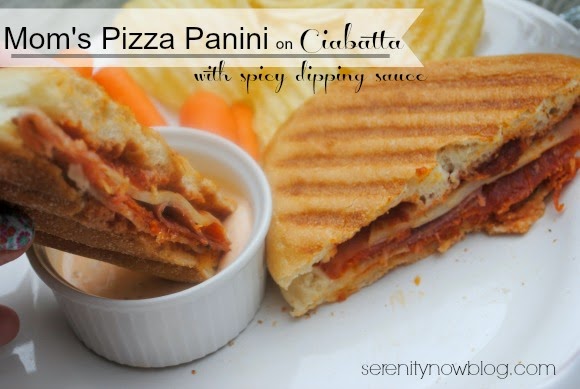 Homemade Pizza Panini with Spicy Dipping Sauce (no Panini-Maker needed!) from Serenity Now