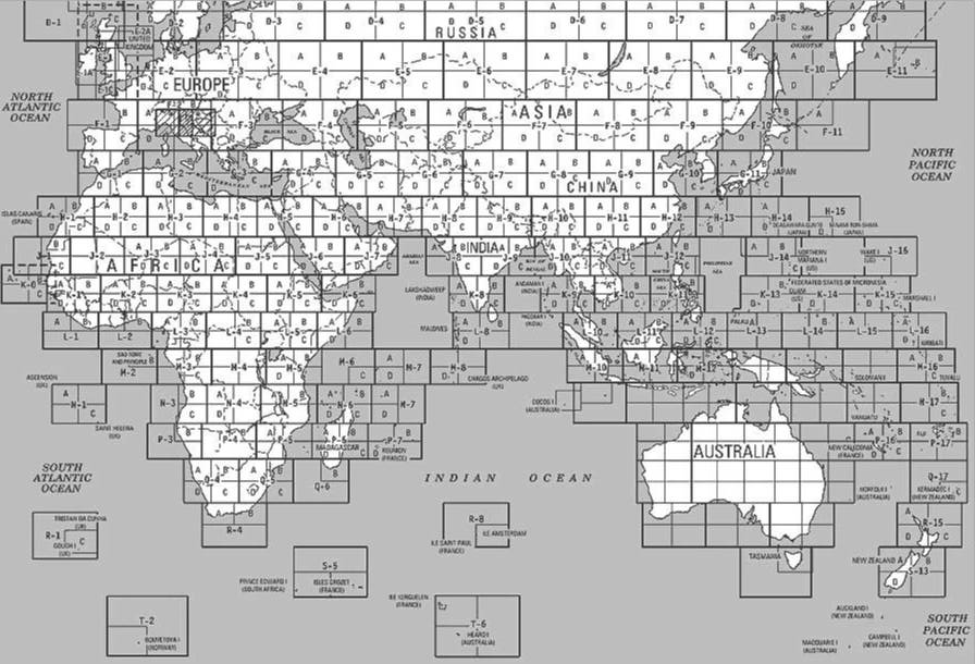 ONC Operational Navigation Chart 11.000.000 Blattschnitte Index