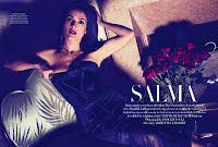 Salma Hayek looking gorgeous on the sofa