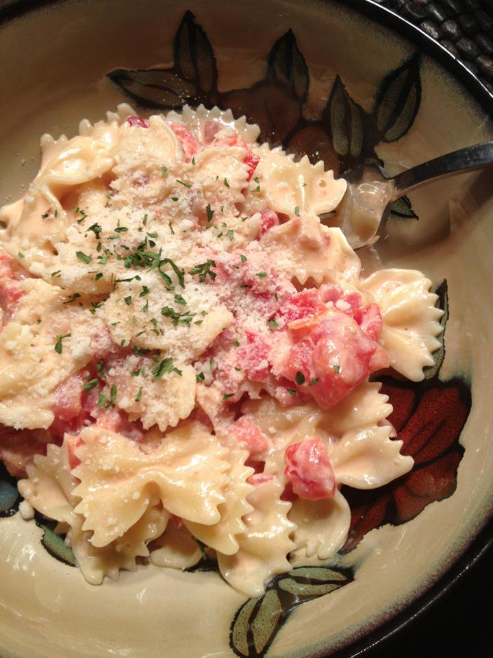 A Little Slice of Heaven Orzo with Pancetta, Tomatoes and Cream