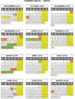 CALENDARIO CURSO ESCOLAR 2015 - 2016