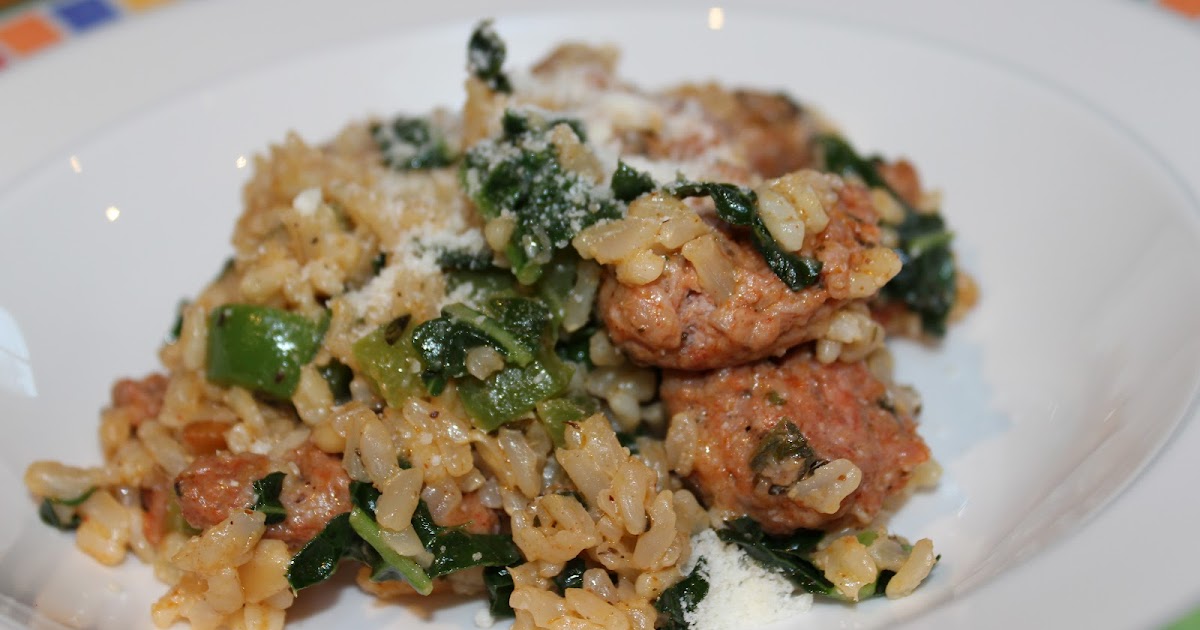 Mommy and Baby food Brown Rice with Sweet Italian Sausage Kale and
