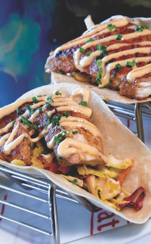 Scrumpdillyicious Grilled Fish Tacos with Jicama Slaw & Chipotle Aioli