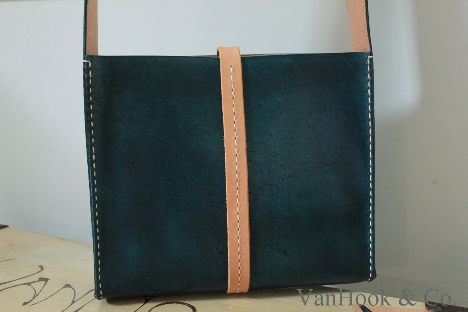 VanHook & Co. Blue Hand Stitched Leather Purse