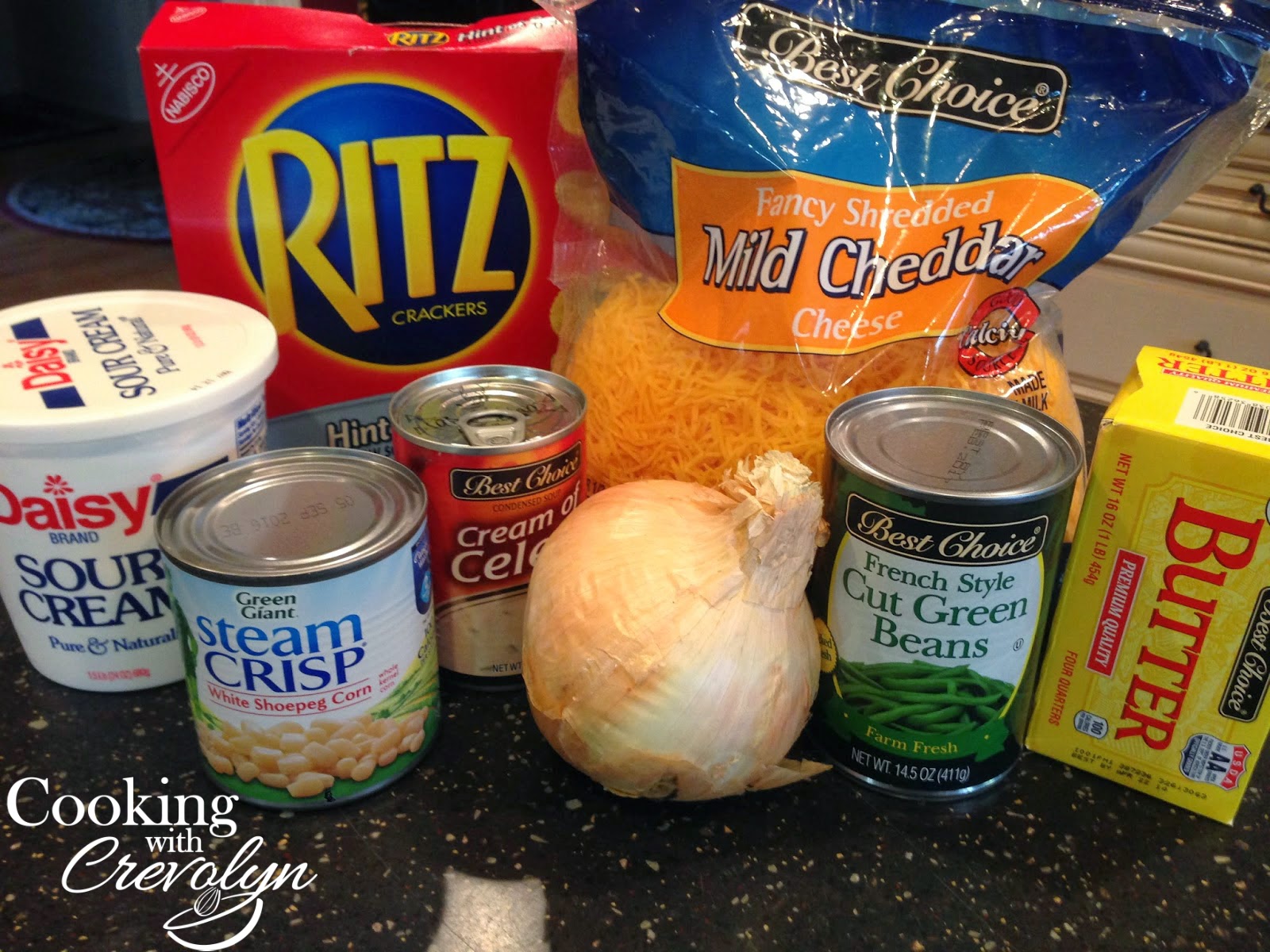 Cooking with Crevolyn Green Bean and Shoepeg Corn Casserole
