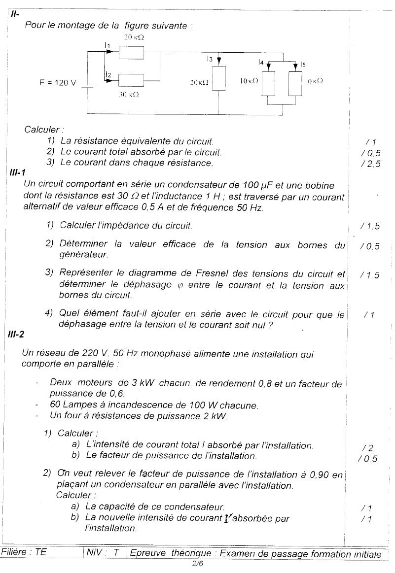 Examen de passage Théorique TEMI 2006 2