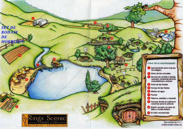 Mapa de Hobbiton en Matamata