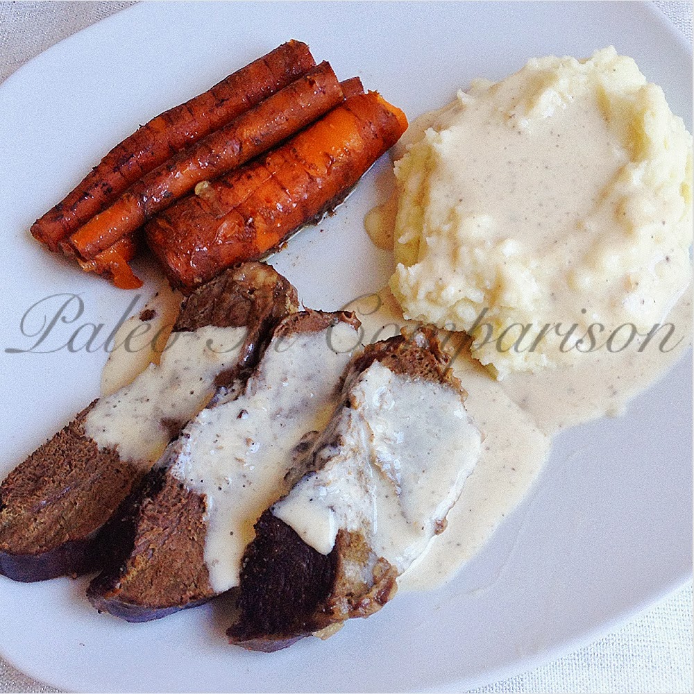 Paleo In Comparison Crock Pot Beef Heart with Cauli Mash and Paleo Gravy