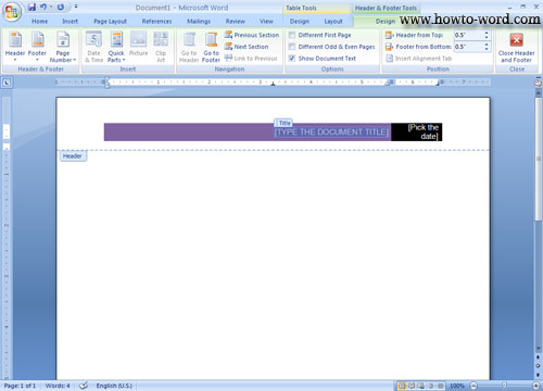 header designs for word